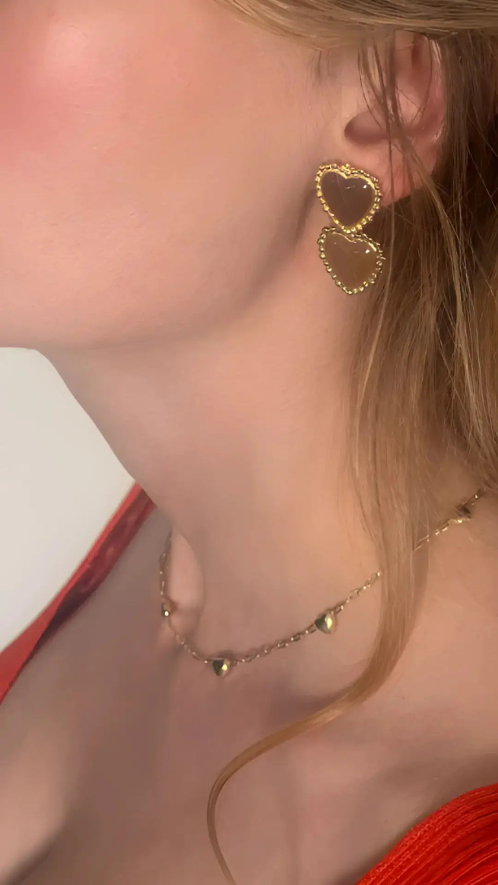 Boucles d'oreilles coeurs couleur marron Agapé